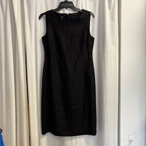 Talbots Black Sleeveless 100% Pure Irish Linen Midi Sheath Dress